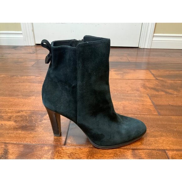 COACH Jemma Black Leather Suede Zip-Up Block Heel Ankle Boots, Size 9.5 (US) - Picture 1 of 9